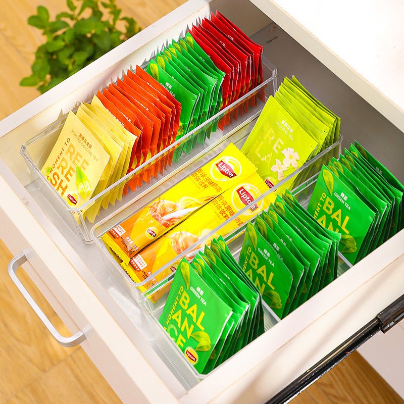Tea Bag Coffee Storage Box Compartment Sealed Portable Lid Large Capacity Desktop Dustproof Tea Tea Room Storage Rack - Image 5